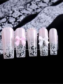 10 Rolls/Box White Black Lace Nail Art Foils Set Nail Transfer Sticker Paper Manicure Nail Decoration Accessories - Nhiều màu 2 - Xem 5