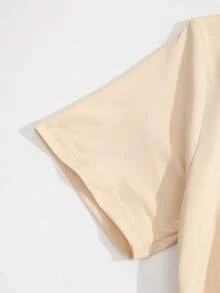 Áo thun nữ in theo yêu cầu - Thêm chữ và hình ảnh của riêng bạn, trang phục đơn giản cho mùa xuân/hè, in theo yêu cầu (ảnh gia đình/ảnh tự sướng/ảnh thú cưng/ảnh bạn bè/ảnh tiệc/ảnh bố mẹ - con cái/ảnh cặp đôi), in chữ/lời chúc/tên theo yêu cầu, thời trang, phong cách, tối giản, độc đáo, trang phục thể thao thường ngày, quà tặng bất ngờ. - Màu be - Xem 3