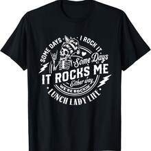 Camiseta de cafetería "Some Days It Rocks Messy Skull Lunch Lady" - Negro-3 - Ver 1