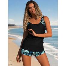 Women's Swimsuit Two Piece, Printed Tankini Set, Slimming Bathing Suit, Adjustable Straps, Modern Swimwear For Women, Chlorine Resistant, Quick Dry, Flattering Fit - 多色171 - 查看 3