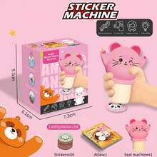 Cute Animal Sticker Stamp Machine, Panda/Frog/Cat/Monkey, Children's DIY Sticker Maker, Cultivate Creativity And Motor Skills, Ideal Gift For Birthday, Holiday, Christmas, Easter, Halloween, Thanksgiving, New Year, Back To School - Multicolor - View 6