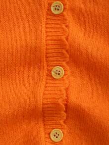 Infant Floral Pattern Loose Knit Romper - Orange - View 6