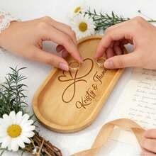 Personalisiertes Bambus-Tablett zum Aufbewahren von Hochzeitsschmuck, mit einem Liebesring-Logo, perfekt für die Dekoration, geeignet für die Hochzeitsfeier-Dekoration - Verschiedenfarbig - Übersicht 7