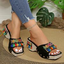 42 Sandalias de plataforma con remaches, sandalias de tacón alto versátiles y cómodas de moda para mujer - verde menta - Ver 7
