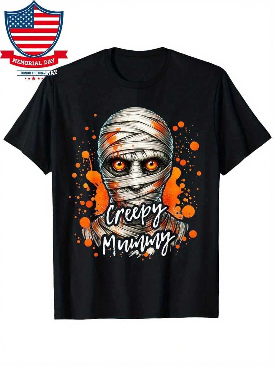 Camiseta de terror momia Halloween thriller ojo - Negro - Ver 1