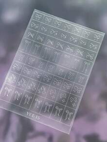Kariertes Muster transparente Sprühlack Nail Art Sticker, 1 Stück Dual-Zweck Sticker und Accessoire französischer Herz-Design DIY Nail Sticker und Abziehbilder - Nagelzubehör und Nail Charms für Mädchen und Frauen - Herbst-Winter-Nägel für Nail Art Zuhause und Salon - Verschiedenfarbig - Übersicht 29