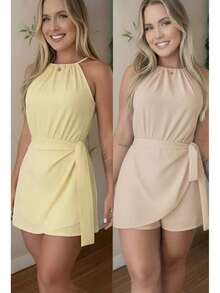 Duna Summer Women's 2-Piece Jumpsuit Set - 兩件式 - 黃色和米色連身衣 - 查看 1