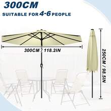 Outdoor Parasol, Stand And Base - 300cm - View 2