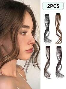 2PCS Clip In Bangs Front Side Bangs Set Long Temples, Bangs Hair Clip On Fringe Bangs With Temples Synthetic Wigs Long Dragon Beard Bangs Hair, Claw Clips, Hair Barrettes - Sideburns and Bangs In Multiple Colors - View 2