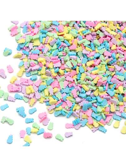 15g/Paquete Virutas de arcilla polimérica con forma de conejo de Pascua, confeti decorativo con colores de macarrón, espolvoreado para mesa, decoraciones con forma de conejo y huevo, adecuado para Pascua y decoración del hogar