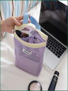 Nylon Mesh Storage Bag - Portable Student Outdoor Toiletry Bag, Can Be Used To Store Fashionable Glasses, Skincare Products. Also Suitable For Fitness And Swimming. Multi-Functional Mesh Storage Bag. Lightweight And Breathable. Toiletry Bag Storage Pouch. ,Room Decor - Multicolor - View 5