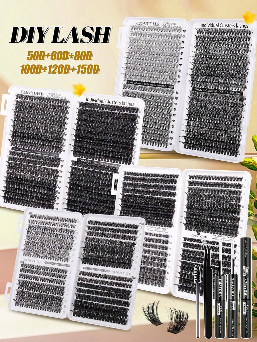 800/640/621-Piece Eyelash Extension Kit - DIY Eyelash Book, Including False Eyelashes, Glue, Tweezers, And Brush. Both Professionals And Beginners Can Easily Get Started, Making It Convenient For Home Use. Starter Eyelash Extension Kit: Includes False Eyelashes And Glue Tools, Allowing You To Easily Extend Your Eyelashes At Home Like A Professional. Professional Household Eyelash Extension Kit.