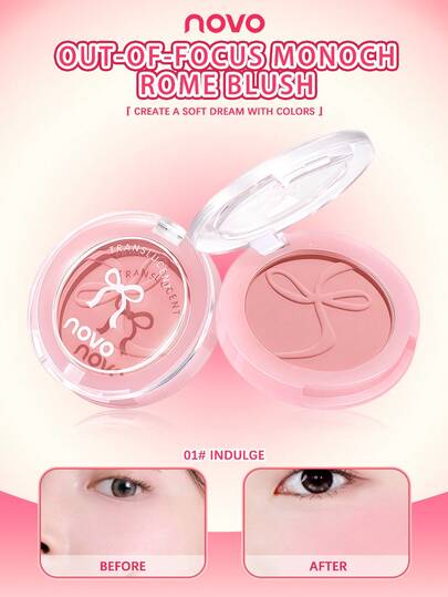 NOVO マットブラッシュ、自然なコントゥアリングで赤面したような頬、ヌードカラー、韓国のミニマリストスタイルのブラッシュ、デイリーメイク、デートメイク、友人へのギフト、パーティー、誕生日、キュートなY2Kスタイル、最高の色