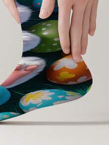 一双印有“兔子、复活节彩蛋”图案的360度复活节主题袜子，男女通用，新奇有趣，时尚耐穿。 - 彩色 - 查看 6