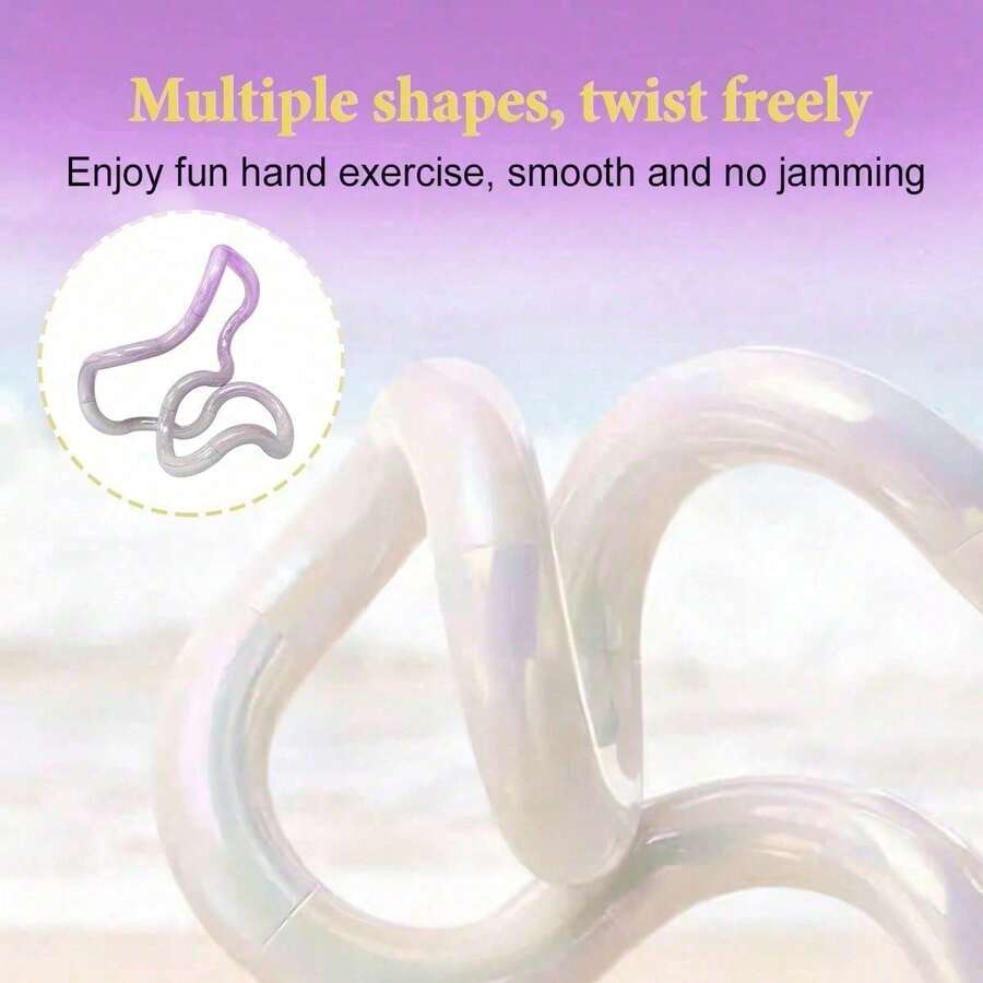 Quiet Twisty Fidget Toys – Squeeze,Multiple Shapes, Twist Freely, Smooth Fun Hand Exercise,Plated Fidget Toy To Reduce Stress,The Magical Fidget Toy With Infinite Shapes - 彩色乳白色(附包裝盒) - 查看 1