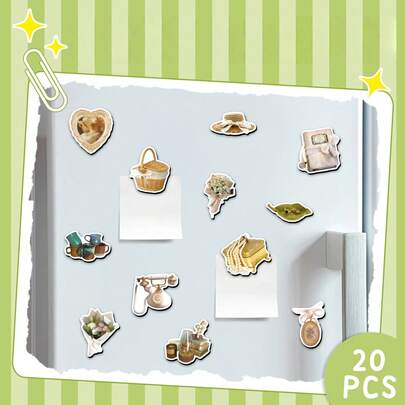20pcs Cartoon Retro INS Style Strong Fridge Magnets, Cute Whiteboard Magnets Suitable For Office, Classroom, Cabinet And Dishwasher