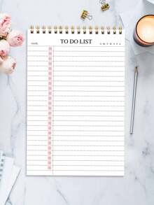 树形图案 1 件装 无日期待办事项笔记本/每日计划本/日程安排本/螺旋装订任务清单/日程本，提高效率，8.5 英寸 x 5.5 英寸，100 克纸张，返校季 - 方形 - 查看 5