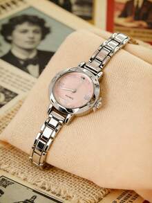 1 件休闲紧凑型罗马数字表盘钢带石英表，适合生日礼物、返校礼物、暑假礼物（无盒） - 銀色 - 查看 6