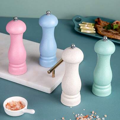 1pc Wheat Orange Pepper Grinder Coarse Salt Pepper Grinding Seasoning Bottle Manual Pepper Grinder
