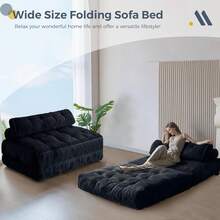 Convertible Folding Sofa Bed - Sleeper Chair With Pillow & Back Support, Portable Floor Lounge For Living Room Bedroom - Black - View 8
