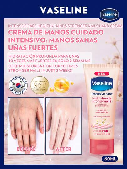  ¡Eid Mubarak! | Radiante después del Eid | Crema de manos Vaseline 60ml | Manos talla grande saludables y uñas talla grande fuertes | 100% nutrición natural | Adecuado para manos secas y ásperas | Cuidado esencial clásico | Adecuado para todo tipo de piel |