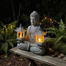 LUMIARTISAN Meditating Buddha Statue With Solar Lights, Zen Garden Decor For Home, Patio, Yard, Outdoor – Unique Gift For Women And Friends(Two Pavilions) - Hai Nhà Triển Lãm - Xem 10
