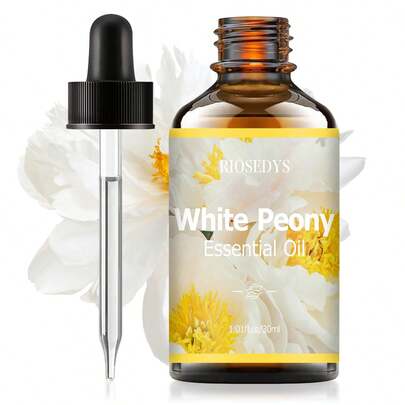 RIOSEDYS 30毫升白牡丹精油。馥郁花香，是家用香薰机、卧室香氛和持久芳香疗法的理想之选。适用于精油香薰机、室内空气清新剂和车载香氛。情人节的绝佳礼物。