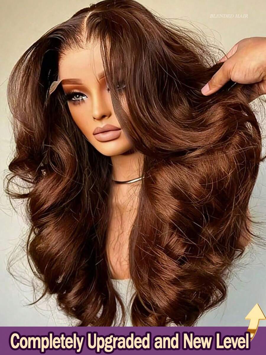 5"X5" #4 Brown 8-34 Inch Brazilian Virgin Human Hair 13x4 HD Lace Front Wig, 200% Density, Pre-Plucked Hairline, Baby Hair, For Daily Wear, Party, Christmas - Brown - View 1