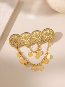 Herseygold 1 件铜镀金奥斯曼硬币图腾胸针、阿拉伯妇女节日配饰、婚礼新娘胸针 - 金色 - 查看 6