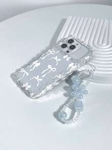 1个时尚透明波点蝴蝶结印花防震手机壳，带挂绳，兼容 11/12/13/14/11 Pro Max/12 Pro Max/13 Pro Max/14 Pro Max/XR/15/15 Pro/15 Pro Max/16/16 Pro/16 Pro Max/17/17 Pro/17 Pro Max - 彩色 - 查看 5