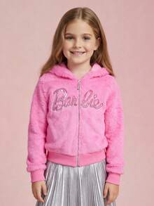 Barbie Sudadera con cierre y bordada - Rosa - Ver 2