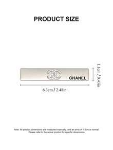 CHANEL 1pc Crystal Decor Hair Clip, Black Or Silver, Comes With Gift Box - Silver - View 7