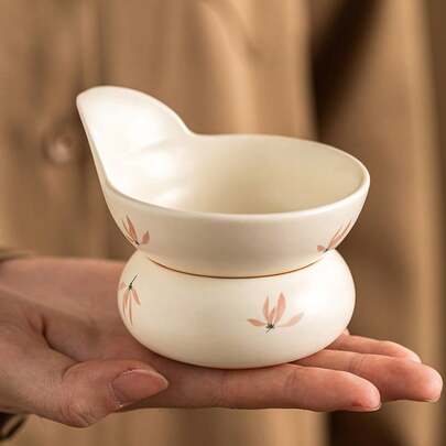 Beige Glaze Orchid Tea Strainer, Chinese Tea Set Accessory, Kung Fu Tea Filter, Ceramic Tea Infuser