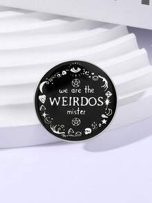 1Pc We Are The Weirdos Mister Enamel Pin Letter Brooch Lapel Black Badge Interesting Backpack Jewelry Gift For Friends - Multicolor - View 8