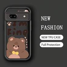おしゃれなトレンドパターンのクリエイティブなカートゥーンイラスト、ラグジュアリーベアデザインのスマホケース。  Pixel 7、7A、8、8A、9、XL Pro、5G、Eye Ladder、マットブラック、ホワイト、ソフトTPU、耐衝撃性カバー。  Pixel 8A、9A、10、 11/12/13/14/15/15pro/15 Plus/15 Promax/11pro/12pro/13pro/14pro/12mini/13mini/11promax/12promax/13promax/14promax/14plus/5を使う。 - 白2 - チェックする 4