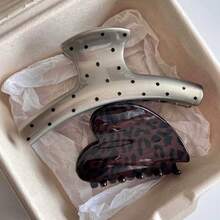 优雅亮面豹纹心形发夹，轻松打造盘发造型，适合日常佩戴 - 彩色 - 查看 6