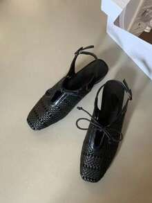 2026 Women's Fashion Rhombus Pattern Outdoor Casual Party Fairy PU Leather Buckle Beach Festival Wedding College Vacation Office Spring/Summer - Black - View 2