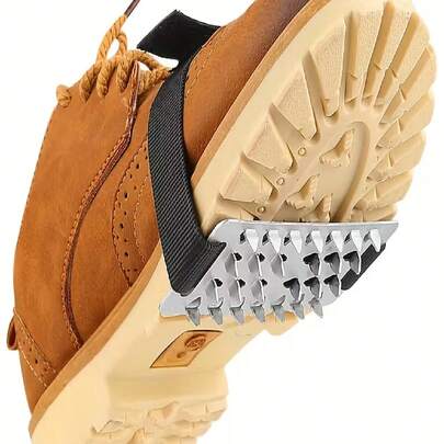 26-Teeth Ice Cleats - Anti-Slip Crampons For Hiking & Mountaineering, Durable Metal Ice Spikes With Adjustable Buckle, Gray, Outdoor Winter Sports Equipment For Snow Terrain, Hiking Accessories, Secure Fit Design, Sturdy And Durable