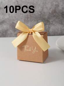 5/10 piezas Cajas de regalo mini, cajas de papel de especialidad de unicolor con texto "Gracias" en dorado, decoradas con cinta de satén y lazo. Adecuado para contener dulces, aperitivos, chocolates y pequeños regalos de Navidad. También aplicable para bodas, fiestas, celebraciones de cumpleaños y decoraciones navideñas. - caja de gracias - Ver 26