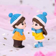1 pièce Figurine de couple en plastique mignonne, convient pour la décoration du tableau de bord de voiture, du bureau, de l'écran d'ordinateur, accessoire de porte-clés - Couples portant un chapeau - Voir 6