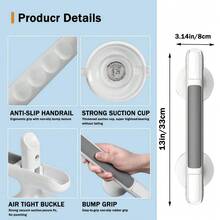 Safety Support Hand Rail Handle Bar Grip Grab Suction Bath Bathroom Shower - White - View 7