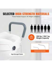 Raised Toilet Seat 5 Height Raised 350 Lbs Weight Capacity For Round And Elongated Toilet Twist Lock Installation19.1 - 21.7 Adjustable Width For Elderly Handicap Patient Pregnant M - trắng - Xem 6