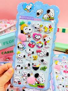 SNOOPY Regalos de arte de pegatinas hechas a mano, pegatinas de alivio del estrés con fondo suave y esponjoso para apretar y relajar, pegatinas de dibujos animados (algunos estilos pueden tener variaciones de color y se enviarán al azar) - Multicolor - Ver 7