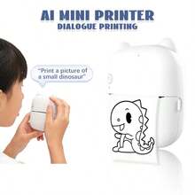 AI Mini Printer, Thermal Inkless Sticker Maker With 5 Rolls Printing Paper, Compatible With IOS&Android , For Study Notes, Pictures, DIY, Journal, Photos, Label,Scrapbook - Multicolor - View 7