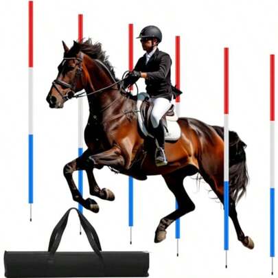 Gdshsdg 6 Pcs 6FT Pole Bending Poles For Horses Adjustable Equestrian Sports Training Equipment For Horses Agility Poles For Soccer Football Dog