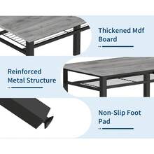 Juego de mesa y sillas de cocina estilo rústico para 4 personas, mesa de comedor moderna de 120 cm con banco y sillas, estante de almacenamiento y estructura de metal, ideal para ahorrar espacio en el comedor, la cocina o el apartamento. - Gris - Ver 8