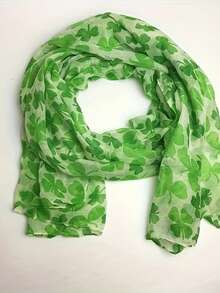 1条圣帕特里克节爱尔兰三叶草围巾，节日礼物，圣帕特里克节围巾，女士头巾，女士围巾 - 綠色 - 查看 3