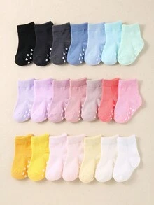 20/10/5 đôi tất bé gái dễ thương họa tiết nơ, mềm mại, thoáng khí, co giãn tốt, thiết kế hình trái tim chống trượt giúp bé tập đi, tất chống trượt cho sàn nhà, tất cao đến bắp chân cho trẻ sơ sinh, tất đi trong nhà, thích hợp mặc hàng ngày và làm quà tặng, cho bé gái từ 0-36 tháng tuổi. - Nhiều màu - Xem 4