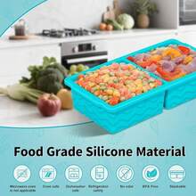 3-Pack Silicone Freezer Trays With Lids 2 Large 4 Medium 6 Small Containers For Soup Stew Sauce Meal Prep Ice Cube Trays Flexible Easy Pop Durable Kitchen Storage Molds Set - màu xanh hồ - Xem 5