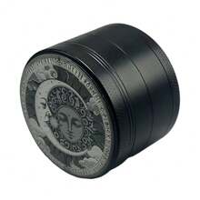 1pc Black & White Sun & Moon Pattern Engraved 4-Layer Spice, Herb, Vanilla Grinder - Multicolor - View 2